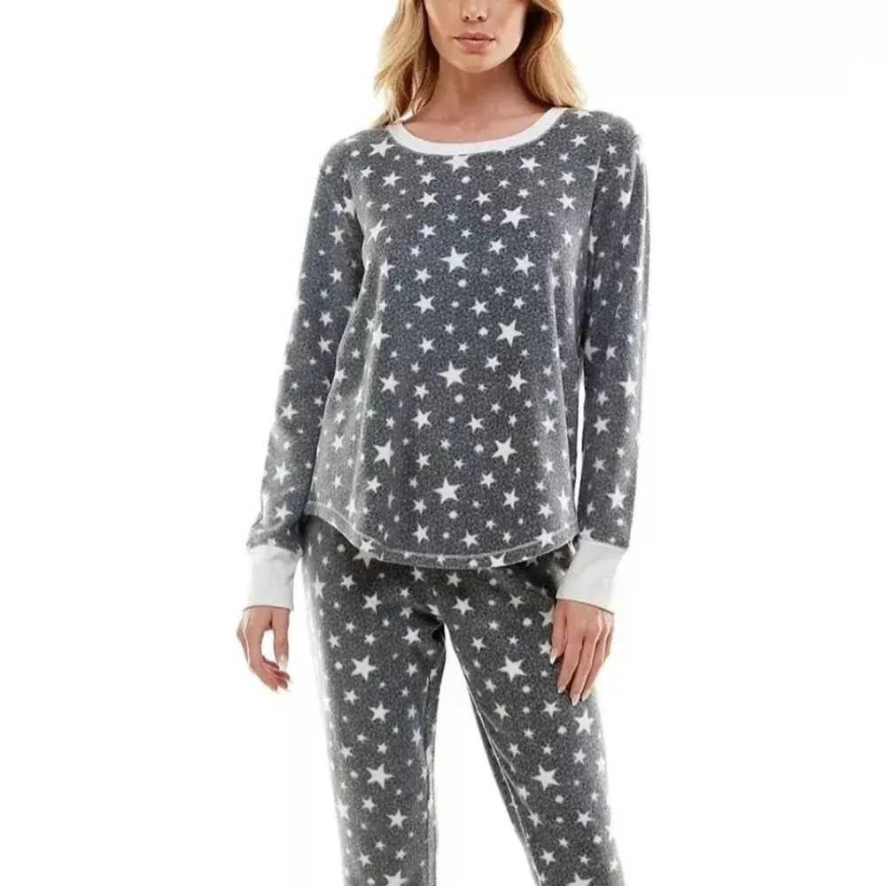 JACLYN INTIMATES Small Star Print Super Soft Fuzzy 2Piece Pajama Set XLNEW - Picture 1 of 2